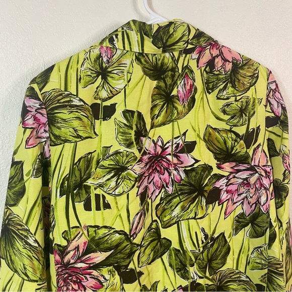 Rafael Woman Tropical Print Linen Blend Lightweight Lined Blazer size 14 - Picture 5 of 7
